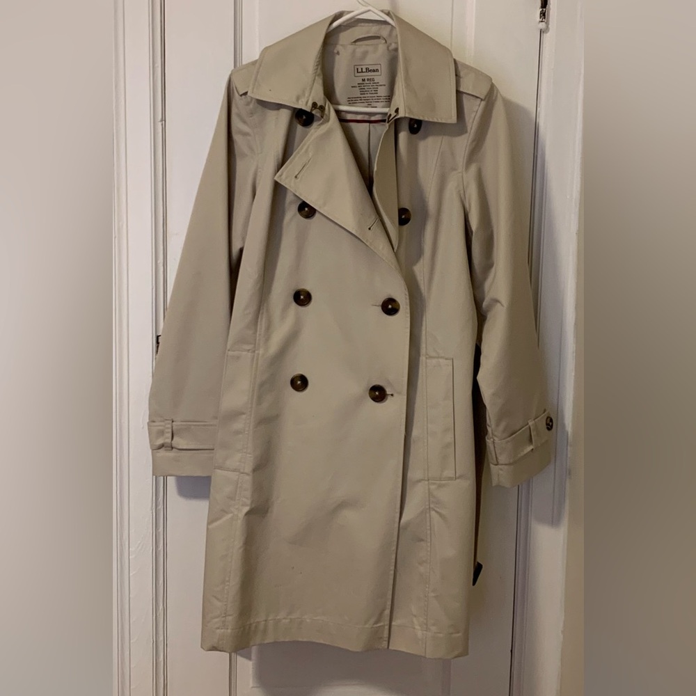L.L. Bean Beige Double-Breasted Trench Coat